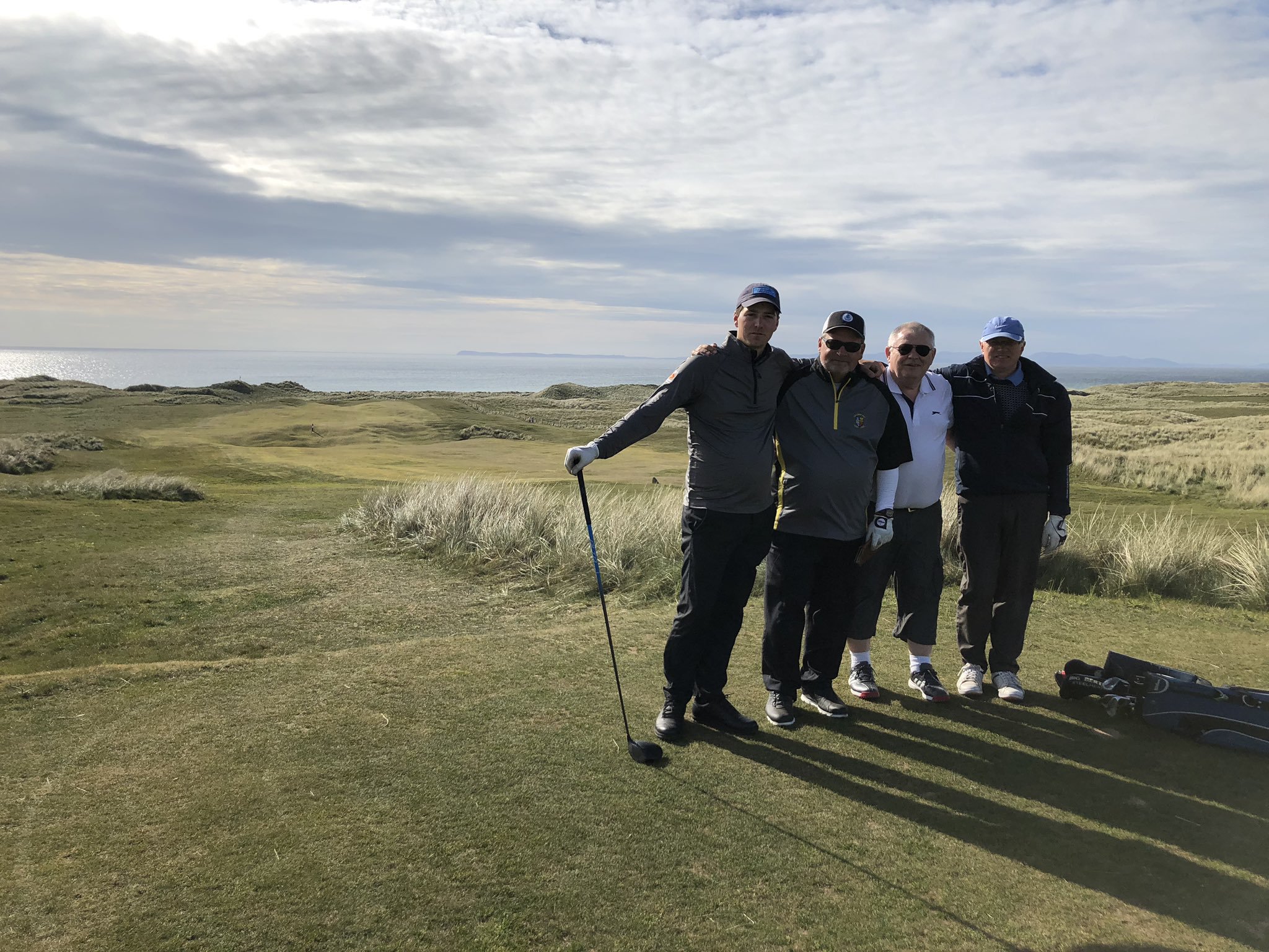 From left to right: Jake, Jim, Hamish, and Hugh playing a match in Scotland. Photo by Jim Hartsell.